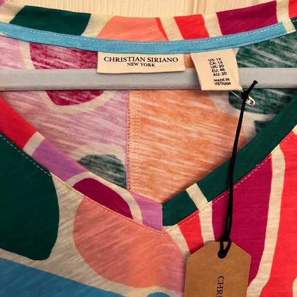 NWT! Christian Siriano Women’s 100% Linen Colorful Size 1xl Bright Hilow Blouse - Picture 9 of 14